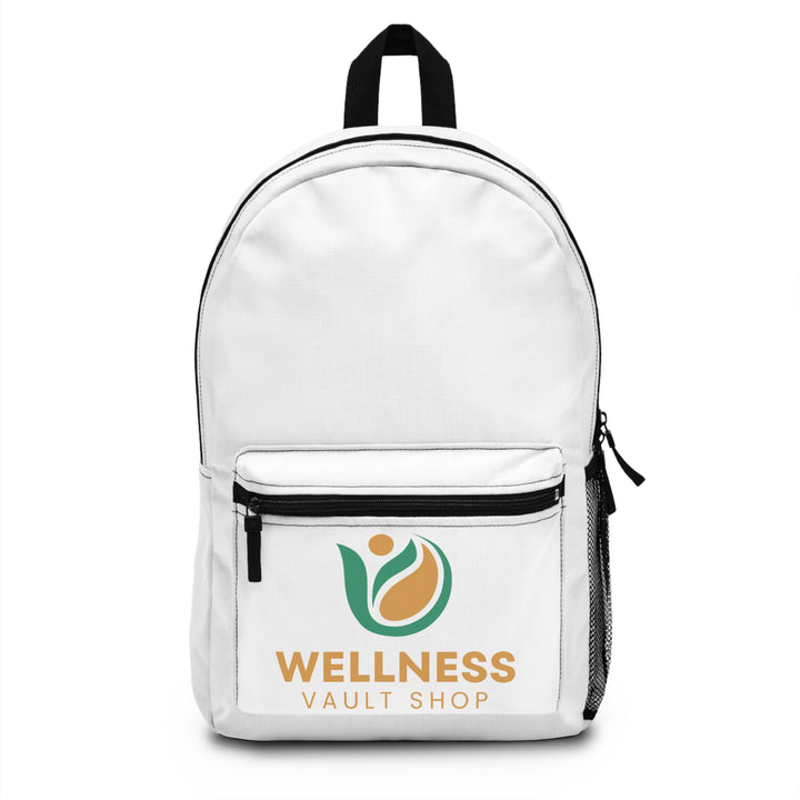 Wellness Vault Shop Logo Backpack — Health & Wellness Branded Daypack