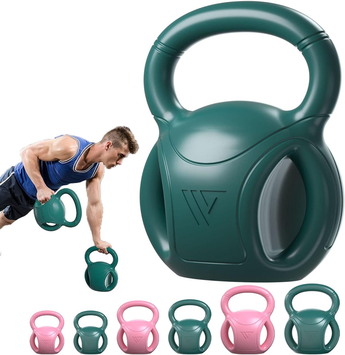 3 Handle Kettlebells Weight - Weight for Women Options 5, 10, 15 and 20 LB for Russian Twists AB Exercise, Weightlifting and Core Fitness Exercise Home Gym [Single in Sold]